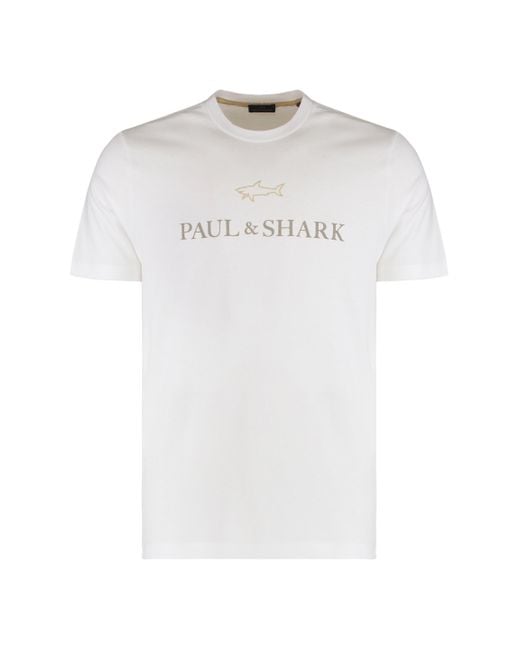 Paul & Shark White Cotton T-Shirt With Logo