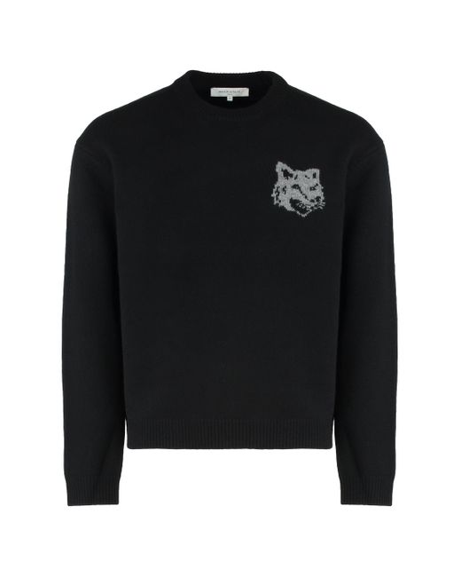 Maison Kitsuné Black Sweater With Round Neck