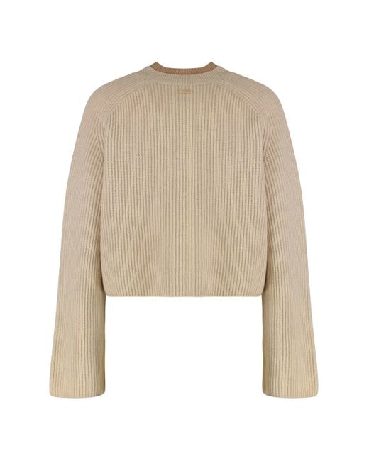 Max Mara Natural Wool And Cashmere Jersey With A Ribbed Knit