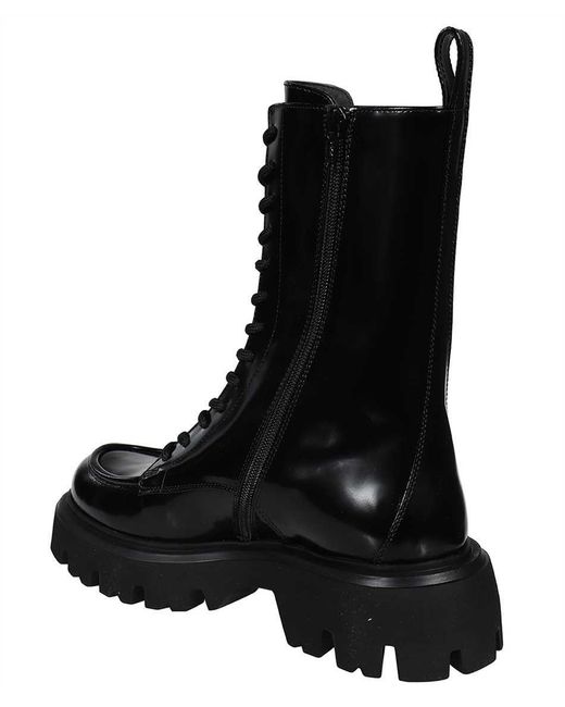MSGM Black Leather Boots