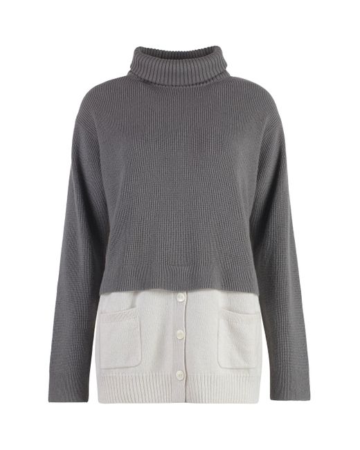 Malo Women's Gray Cashmere Turtleneck Sweater