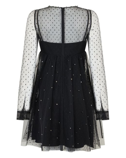 RED Valentino Black Elegant Short Dress With Sophisticated Transparent Details