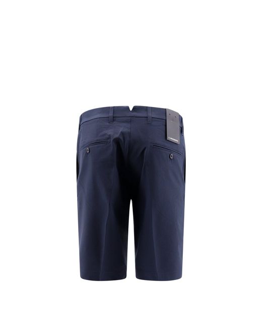 J.Lindeberg Blue Technical Fabric Bermuda Shorts With Logo Patch for men