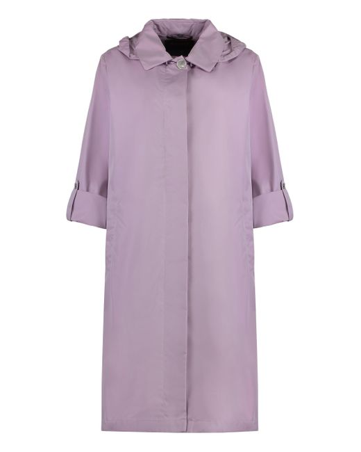 Moorer Purple Isadora Techno Fabric Trench Coat