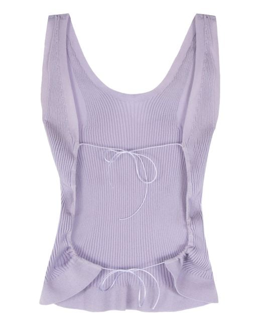 CECILIE BAHNSEN Purple Ribbed Knit Top