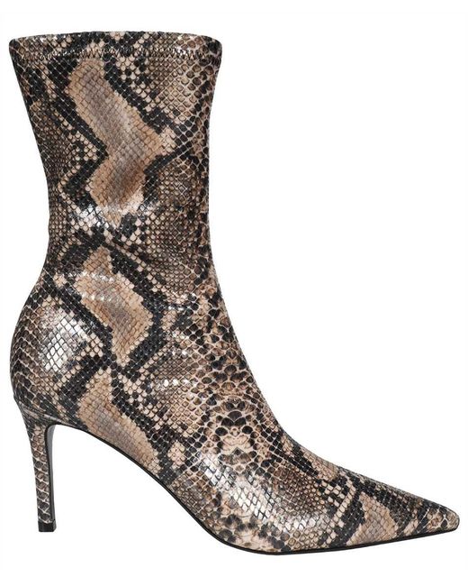 Stella McCartney Brown Snakeskin Print Heels Ankle Boots