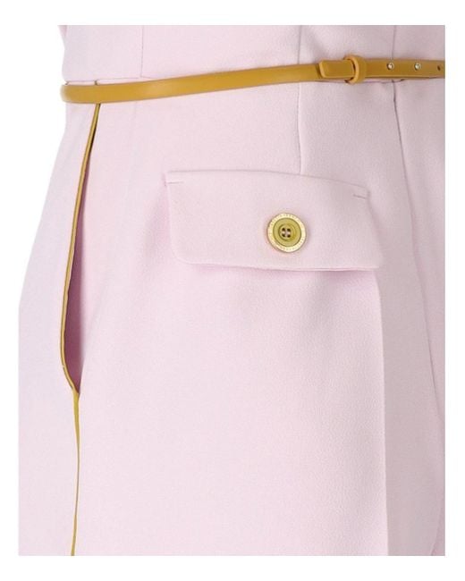Elisabetta Franchi Pink Quarzo Curry Short Jumpsuit With Buttons