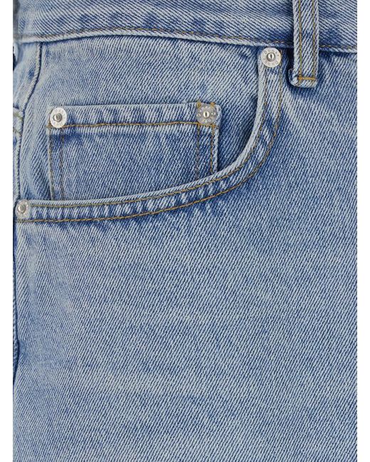 DUNST Blue Light Five Pocket Jeans With Logo Patch On The Back for men