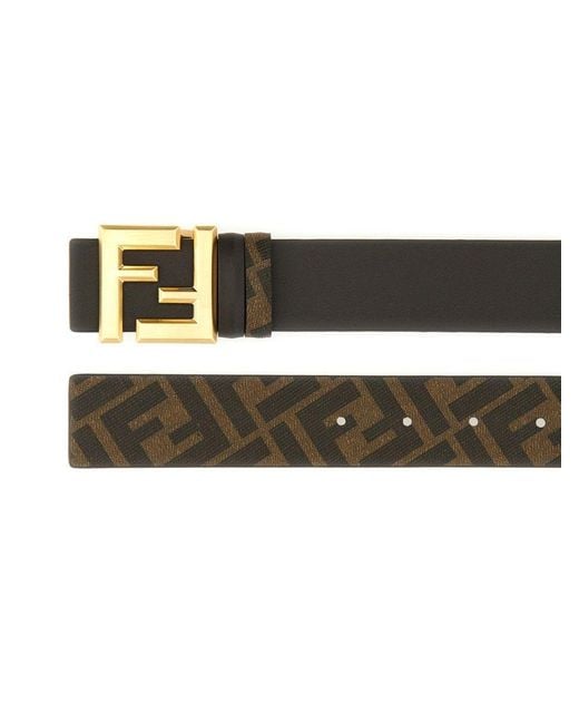 Fendi Black 'Squared Ff' Reversible Belt for men