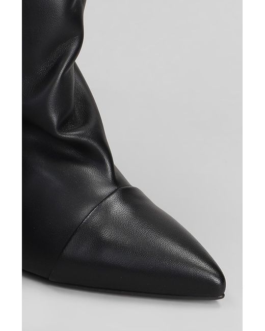 GISÉL MOIRÉ Black Ariana Low Heels Ankle Boots