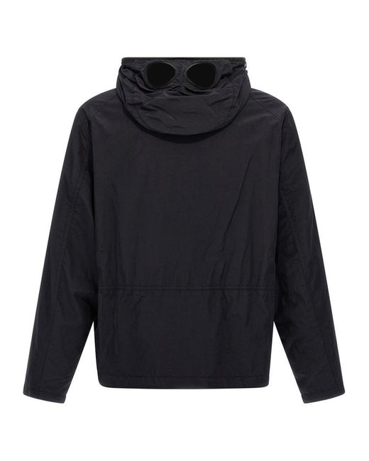 C P Company Blue 'Flatt Nylon Goggle' Jacket for men