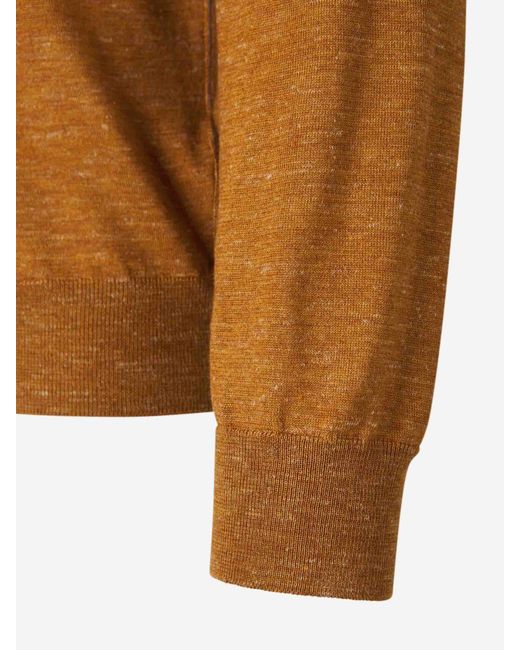 Zegna Brown Plain Knit Sweater for men