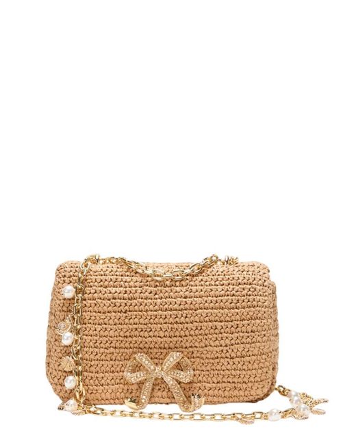 Self-Portrait Natural Raffia Bow Crossbody Bag