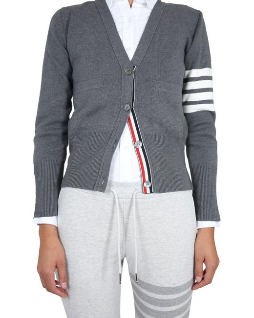 Thom Browne Blue Cardigan Con Scollo A V