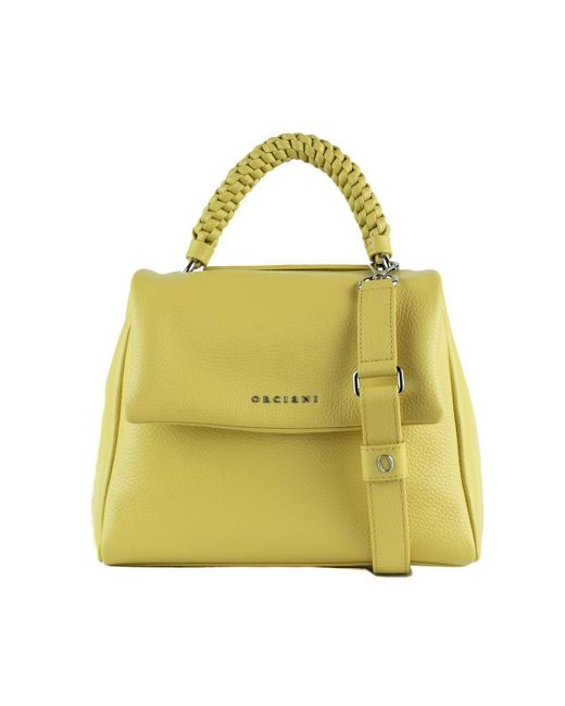 Orciani Yellow Sveva Sense Scooby Small Dawn-Colored Leather Handbag With Shoulder Strap