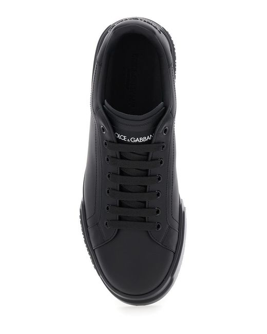 Dolce & Gabbana Black 'Portofino Light' Sneakers With Logo Patch On The Tongue And Tonal Logo Lettering On The Heel for men