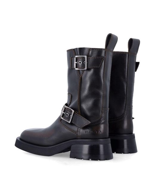 Miista Black Renate Buckled Ankle Boots