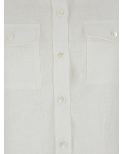 Semicouture White Shirt With Pointed Collar And Patch Pockets On The Chest