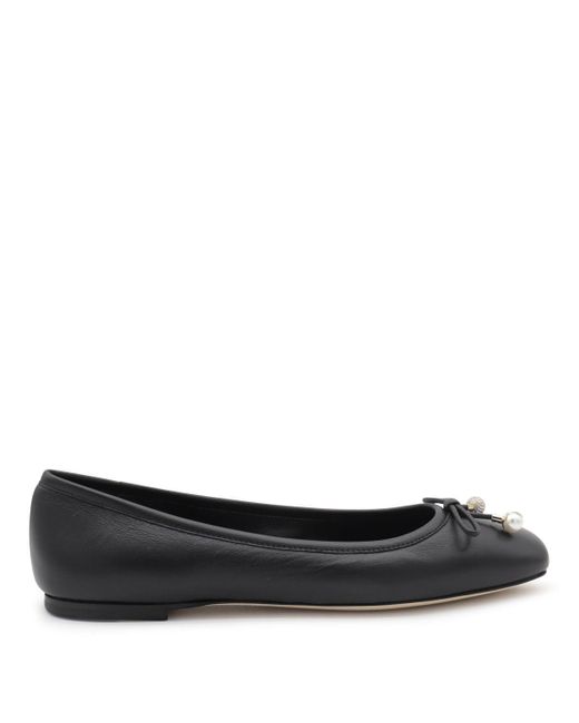 Jimmy Choo Black Leather Flats