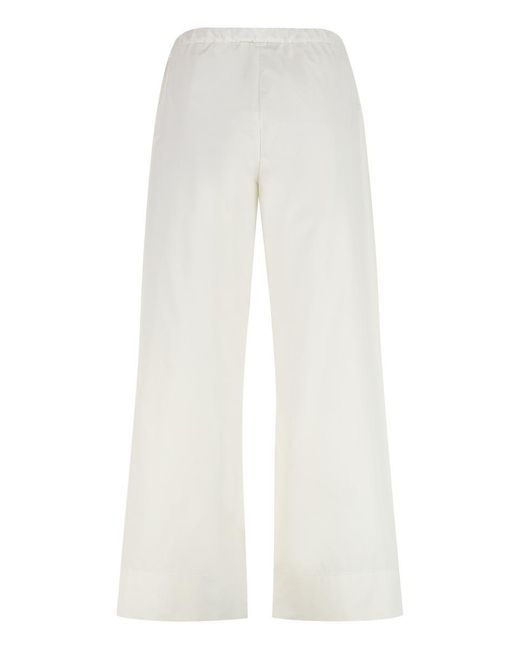 Max Mara White Argento Poplin Cotton Trousers