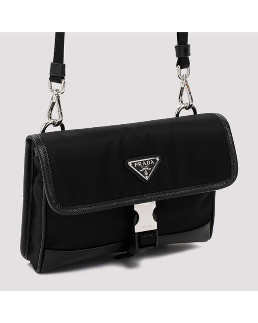 Prada Black Re-Nylon And Saffiano Phone Holder for men