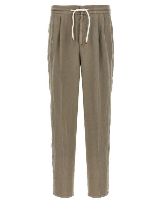 Brunello Cucinelli Natural Linen Trousers for men