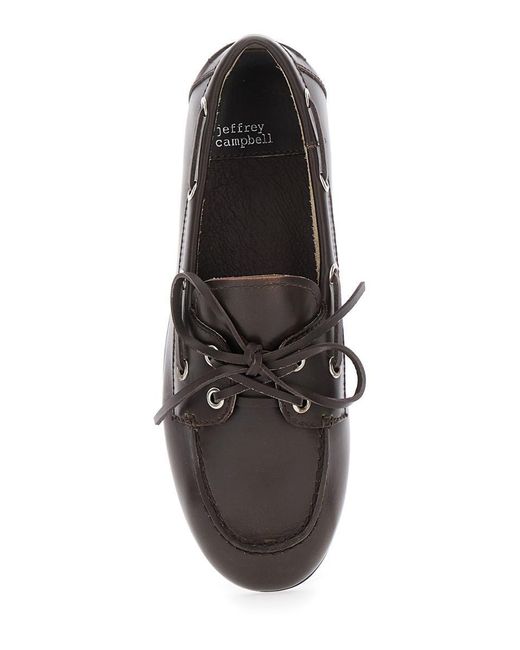 Jeffrey Campbell Gray Loafers With Eyelet Details And Front Lace-Up Closure