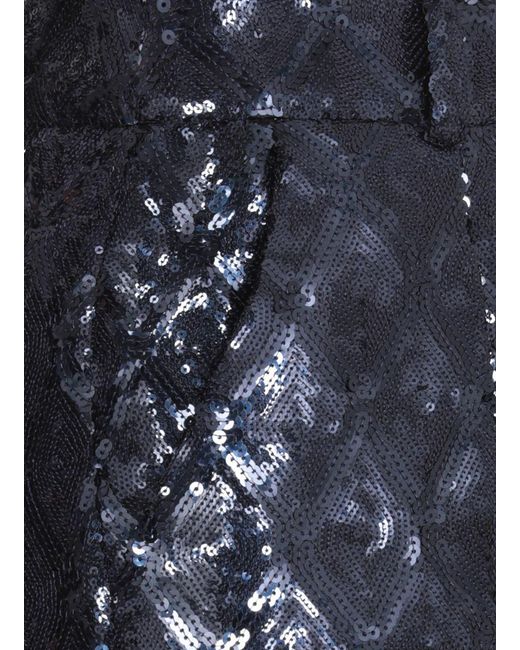 ROTATE BIRGER CHRISTENSEN Blue Relaxed Fit Pants With All-Over Paillette Design