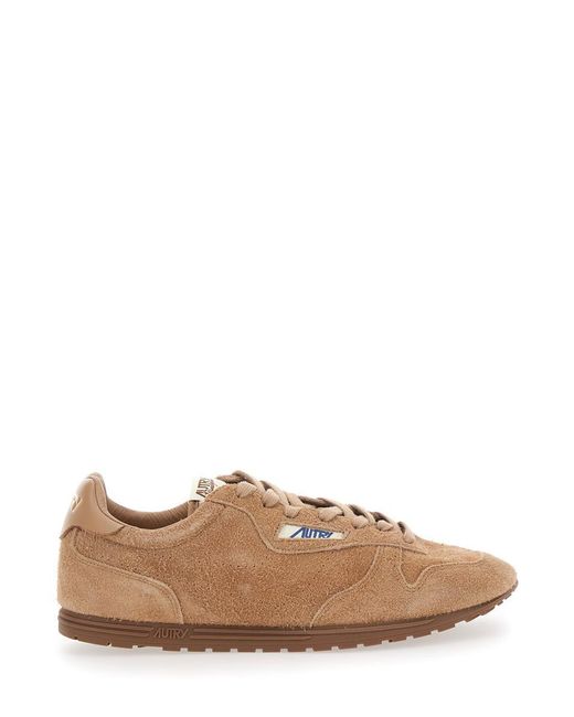 Autry Brown 'Windspin Low' Sneaker With Logo On The Side And On The Heel for men