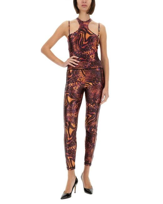 Versace Jeans Couture Red Leggings With Print