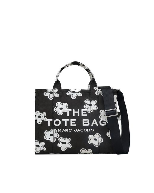 Marc Jacobs Black The Daisy Canvas Medium Tote Bag