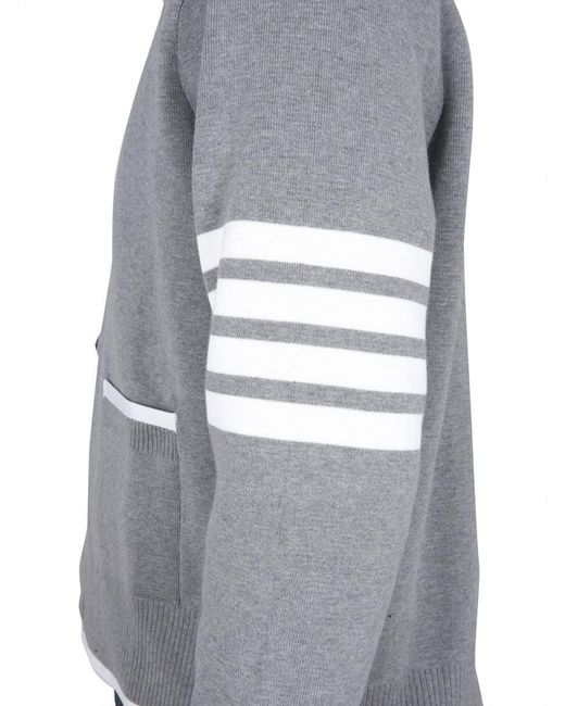 Thom Browne Gray 4Bar Stripe Cardigan for men