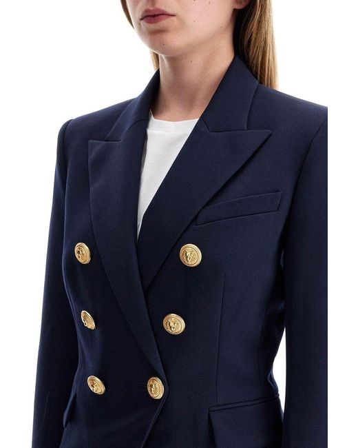 Balmain Blue Wool Double-Breasted Jacket