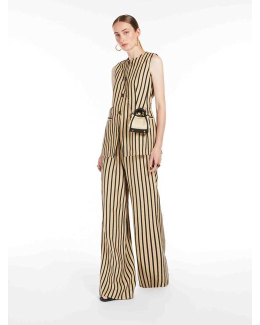 Max Mara White Striped Linen Vest