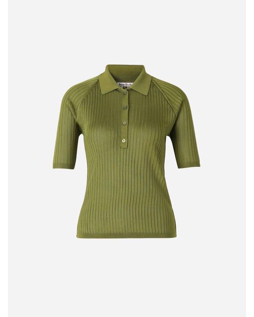 Acne Studios Ribbed Knit Polo in Green | Lyst Acne Studios Ribbed Knit Polo in Green | Lyst