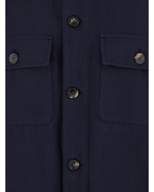 Jacob Cohen Blue Jacket With Classic Collar And Logo Patch On The Rear for men