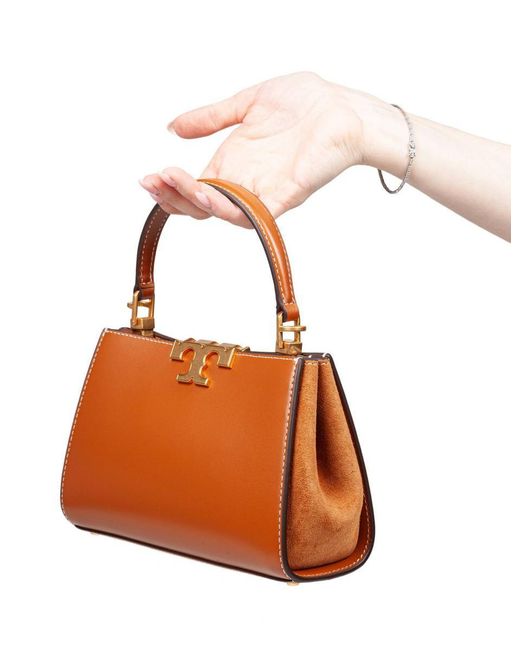 Tory Burch Orange Mini Smooth Leather Satchel