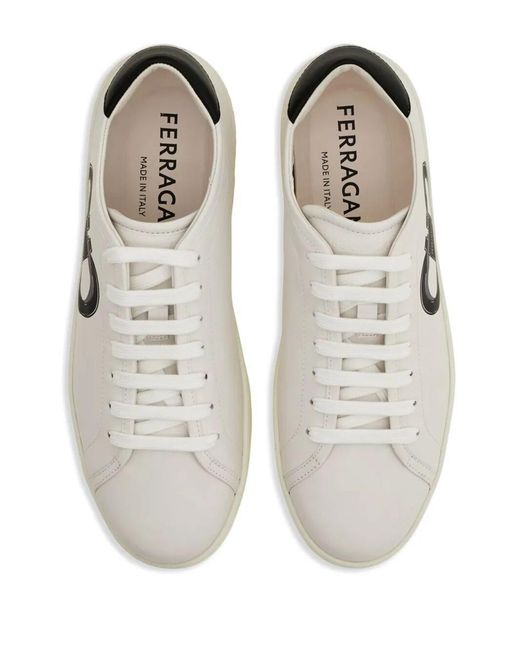 Ferragamo White Double Gancini Brandy1 Sneakers Shoes for men