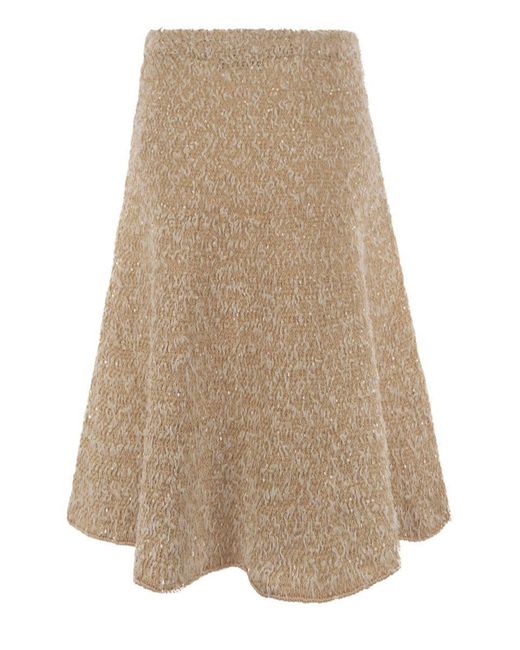 Fabiana Filippi Natural Tweed Effect Flared Skirt