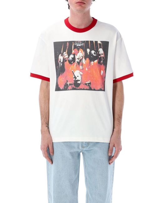 Pleasures White Self Titled Ringer T-Shirt for men