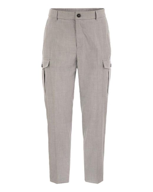 Peserico Gray Technical Viscose Canvas Chino Trousers for men