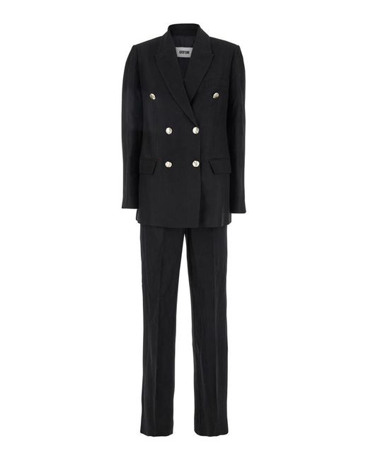 Grifoni Black Double-Breasted Suit With Notched Revers