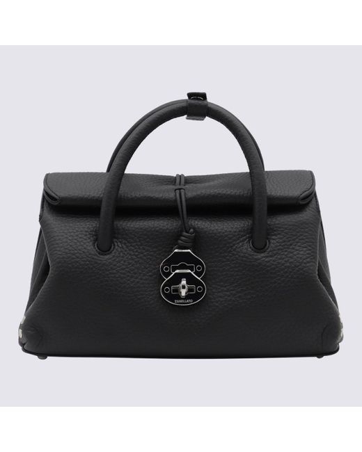 Zanellato Black Leather Dotta Top Handle Bag