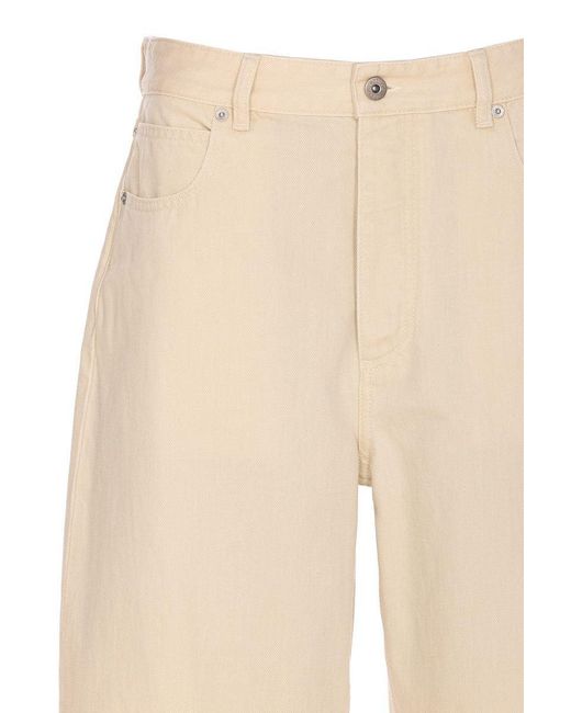 Bottega Veneta Natural Wide Leg Jeans With Cuffs