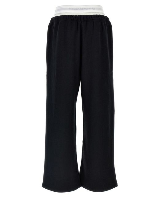 T By Alexander Wang Black 'Wide Leg W/ Logo Elastic Exposed Brief' Joggers