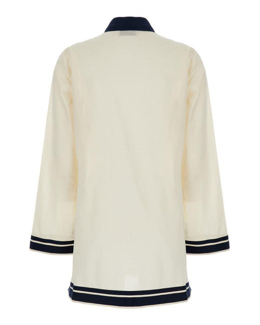 Tory Burch Whitetunic With Contrasting Details And Tassel