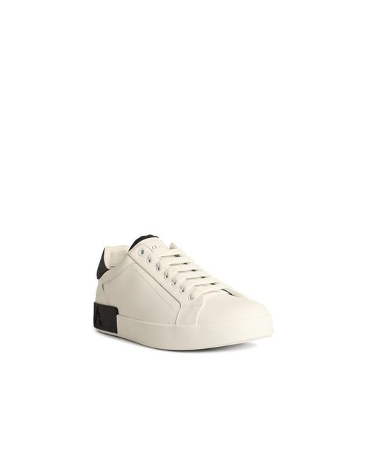 Dolce & Gabbana White 'Portofino' Calf Leather Sneakers for men