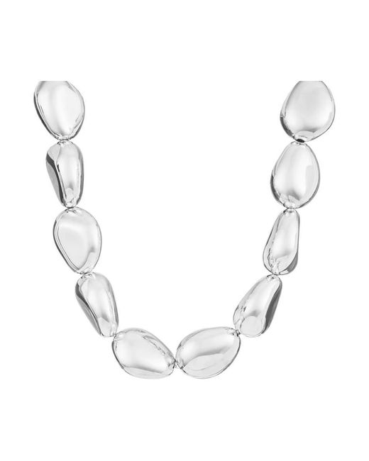 FEDERICA TOSI White 'Lace Stone' Metallic Necklace With Chunky Design And Without Closure