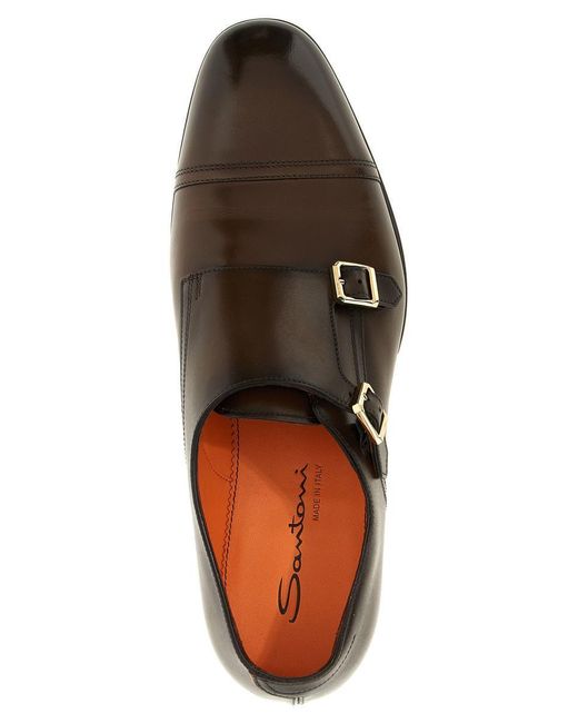 Santoni Brown Double Buckle 'Axel' for men