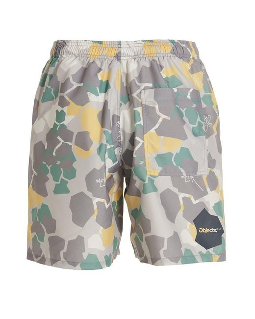 Objects IV Life Blue Printed Beach Shorts for men